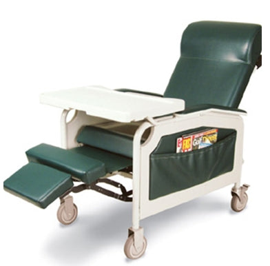 Winco Convalescent Recliner with Tray Burgundy Vinyl 5 Inch Heavy-Duty Steel Casters 5 Inch Heavy-Duty Steel Casters - 5251-14