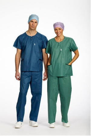 Molnlycke Barrier Scrub Shirt Large Green 3 Pockets Short Set-In Sleeves Unisex - 18630