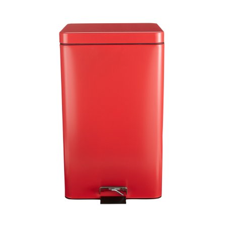 McKesson - Trash Can with Plastic Liner 32 Quart Square Red Steel Step On - 81-35267