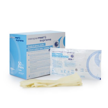 Sempermed Supreme - Surgical Glove Size 8 Sterile Pair Latex Standard Cuff Length Fully Textured Ivory Not Chemo Approved - SPFP800