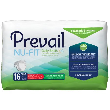 Prevail Nu-Fit - Unisex Adult Incontinence Brief Medium Disposable Heavy Absorbency - NU-012/1