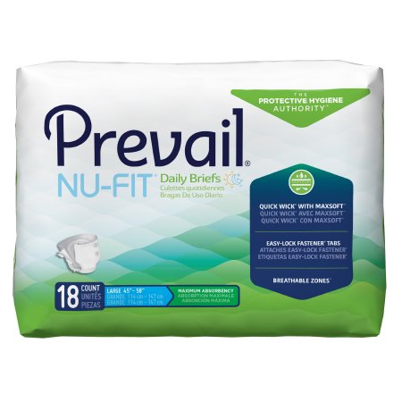 Prevail Nu-Fit - Unisex Adult Incontinence Brief Large Disposable Heavy Absorbency - NU-013/1