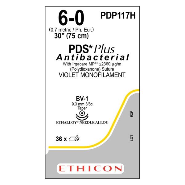 Ethicon Inc,a J & J Company Suture 6-0 Triclosan, Pdo Bv-1/Bv-1 Pds Plus Violet 1X30" 2Arm Mnflmnt 36/Bx - PDP117H