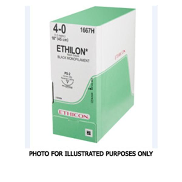 Ethicon Inc,a J & J Company Suture 10-0 Nylon Cs44-6 Ethilon Black 4" Monofilament 12/Bx - 9065G