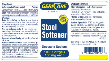 McKesson Geri-Care Stool Softener Softgel 1,000 per Bottle 100 mg Strength Docusate Sodium - 401-10-GCP