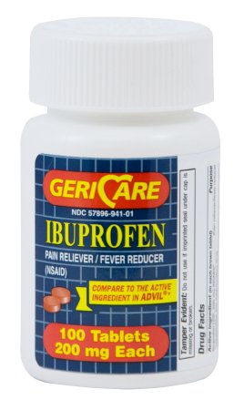 McKesson Geri-Care Pain Relief 200 mg Strength Ibuprofen Tablet 100 per Bottle - 60-941-01