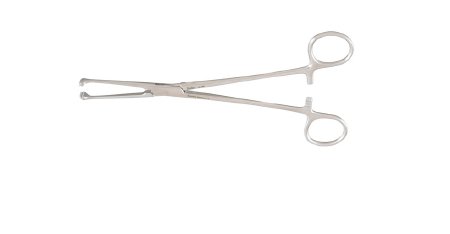 Miltex - Tissue Forceps Allis 7-1/4 Inch Length OR Grade German Stainless Steel NonSterile Ratchet Lock Finger Ring Handle Straight Double Row of Atraumatic Teeth - 16-26