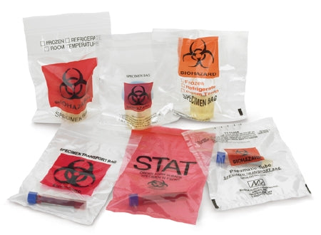 Medegen Medical Products LLC Specimen Transport Bag with Document Pouch 8 X 10 Inch Polyethylene Biohazard Symbol / Storage Instructions Zip Closure NonSterile - 4915.ORG