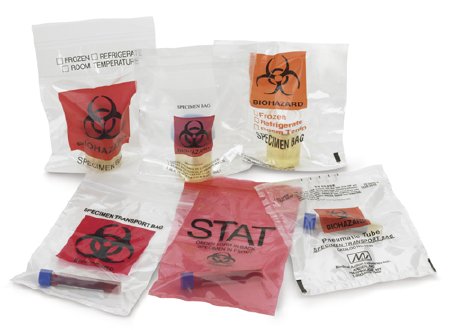 Lab Guard - Specimen Transport Bag with Document Pouch 8 X 10 Inch Zip Closure Biohazard Symbol / Storage Instructions NonSterile - 4915.ORG