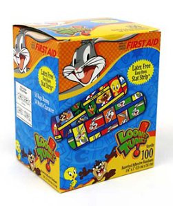Dukal Stat Strip Adhesive Strip 3/4 X 3 Inch Plastic Rectangle Kid Design (Looney Tunes Bugs and Daffy) Sterile - 1075737