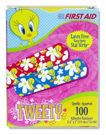 Dukal Stat Strip Adhesive Strip 3/4 X 3 Inch Plastic Rectangle Kid Design (Looney Tunes Tweety) Sterile - 1083737