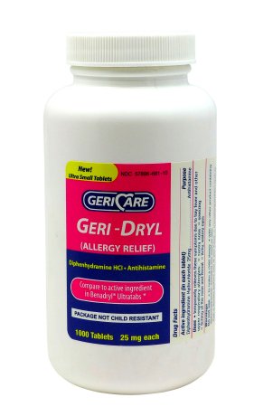McKesson Geri-Care Allergy Relief 25 mg Strength Tablet 1000 per Bottle - 681-10-GCP