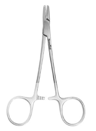 Miltex Needle Holder 4-3/4 Inch Straight, Serrated Jaw Finger Ring Handle - H8-4TC
