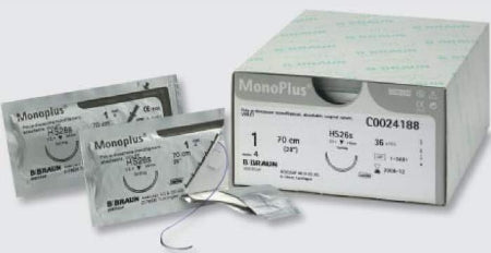 MonoPlus - Suture with Needle Absorbable Uncoated Violet Suture Monofilament Polydioxanone Size 4 - 0 45 cm Suture 1-Needle 13 mm Length 3/8 Circle Reverse Cutting Needle - C0024908