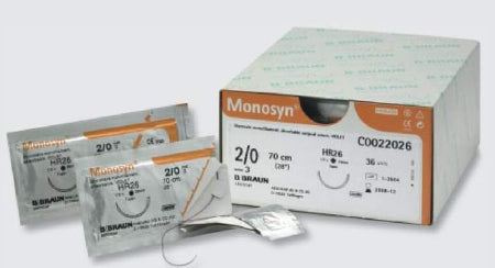 Monosyn - Suture with Needle Absorbable Uncoated Undyed Suture Monofilament Glyconate Size 6 - 0 45 cm Suture 1-Needle 11 mm Length 3/8 Circle Reverse Cutting Needle - C0023642