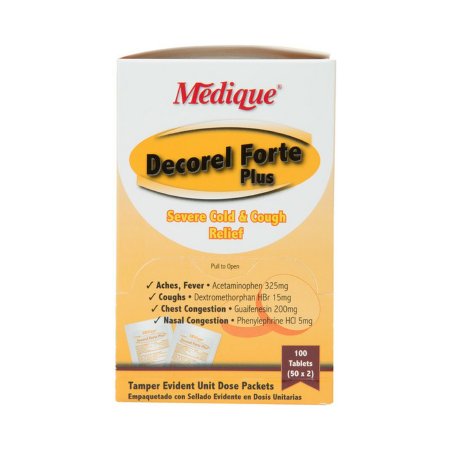 Decorel Forte Plus - Cold and Cough Relief 325 mg - 5 mg - 200 mg - 15 mg Strength Tablet 100 per Box - 42533