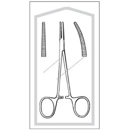 Econo - Hemostatic Forceps Halsted-Mosquito 5 Inch Length Floor Grade Pakistan Stainless Steel Sterile Ratchet Lock Finger Ring Handle Straight Serrated - 96-2657