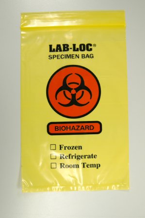 Elkay Plastics Lab-Loc Specimen Transport Bag with Document Pouch 6 X 9 Inch Low Density Polyethylene Biohazard Symbol / Storage Instructions Zip Closure NonSterile - LAB20609YE