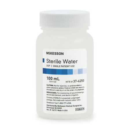 McKesson - Irrigation Solution Sterile Water for Irrigation Not for Injection Bottle, Screw Top 100 mL - 37-6250