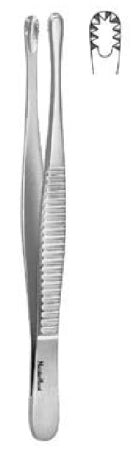 MeisterHand - Tissue Forceps Russian 10 Inch Length Surgical Grade German Stainless Steel NonSterile NonLocking Thumb Handle Straight Radially Serrated Round Cups - MH6-145