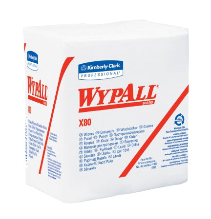 Kimberly Clark WypAll X80 Task Wipe Heavy Duty White NonSterile Cellulose / Polypropylene 12 X 12-1/2 Inch Reusable - 41026