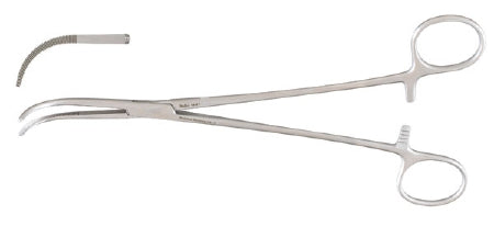 Miltex Miltex Hemostatic Forceps Green 8-1/2 Inch OR Grade Stainless Steel (German) NonSterile Ratchet Lock Finger Ring Handle Curved Delicate Serrated Tips - 14-51