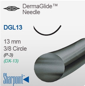 Sharpoint - Suture with Needle Nonabsorbable Uncoated Black Suture Monofilament Nylon Size 6 - 0 18 Inch Suture 1-Needle 13 mm Length 3/8 Circle Dermaglide Needle - AD-1698