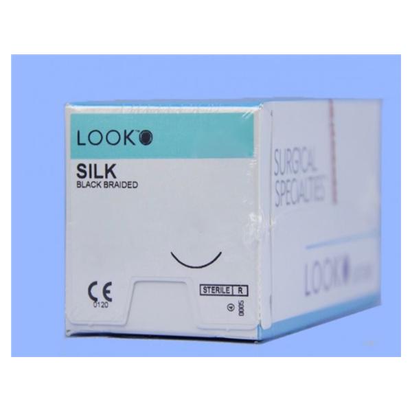 Look/Div Surgical Specialties Suture 3-0 Silk C-6 Black 18" Braid 12/Bx - 784B