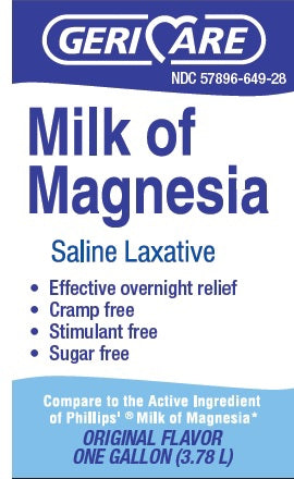 McKesson Geri-Care Laxative Original Flavor Liquid 3840 mL 400 mg / 5 mL Strength Magnesium Hydroxide - QMOM-28-GCP