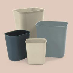 Lagasse Rubbermaid Commercial Products Fire-Resistant Trash Can 28 Quart Rectangular Gray Thermoset Polyester Open Top - RCP2543GRA