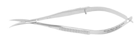 MeisterHand - Corneal Scissors Castroviejo 3-3/4 Inch Length Surgical Grade Stainless Steel NonSterile Finger Ring Handle Angled Sharp Tip / Sharp Tip - MH18-1576