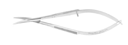 MeisterHand - Corneal Scissors Castroviejo 3-3/4 Inch Length Surgical Grade Stainless Steel NonSterile Finger Ring Handle Curved Blunt Tip / Blunt Tip - MH18-1578