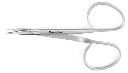 Miltex MeisterHand Operating Scissors 4 Inch Length Surgical Grade Stainless Steel NonSterile Ribbon Style Finger Ring Handle Slightly Curved Sharp/Sharp - H18-1653