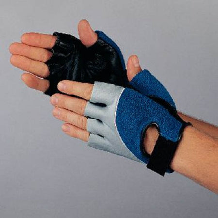 Patterson Medical Supply Impact Glove Open Finger Small Blue / Gray Hand Specific Pair - 657301