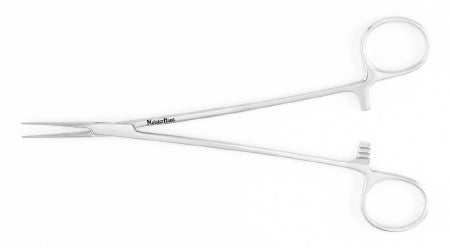 MeisterHand - Hemostatic Forceps Adson 7-1/4 Inch Length Surgical Grade German Stainless Steel NonSterile Ratchet Lock Finger Ring Handle Straight Serrated Tips - MH7-240