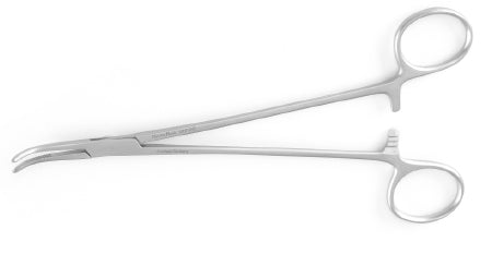 Miltex MeisterHand Hemostatic Forceps Adson 7-1/4 Inch Surgical Grade Stainless Steel (German) NonSterile Ratchet Lock Finger Ring Handle Curved Serrated Tips - H7-242