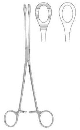 Miltex MeisterHand Sponge Forceps Foerster 9-1/2 Inch Surgical Grade Stainless Steel (German) NonSterile Ratchet Lock Finger Ring Handle Straight Fenestrated Oval Tips - H7-602