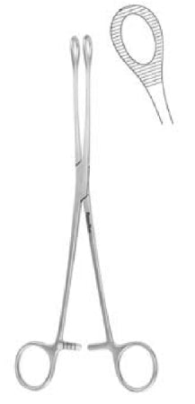 Miltex MeisterHand Sponge Forceps Foerster 7 Inch Surgical Grade Stainless Steel (German) NonSterile Ratchet Lock Finger Ring Handle Curved Serrated Fenestrated Oval Tips - H7-614