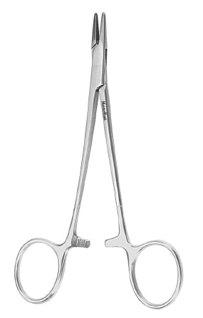 Miltex Needle Holder 5-1/4 Inch Straight, Serrated Jaw Finger Ring Handle - H8-40TC