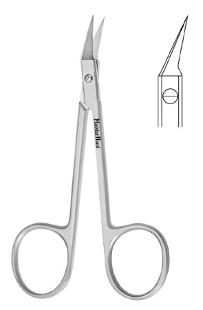 MeisterHand - Stitch Scissors O'Brien 3-3/4 Inch Length Surgical Grade Stainless Steel NonSterile Finger Ring Handle Angled Sharp Tip / Sharp Tip - MH9-110