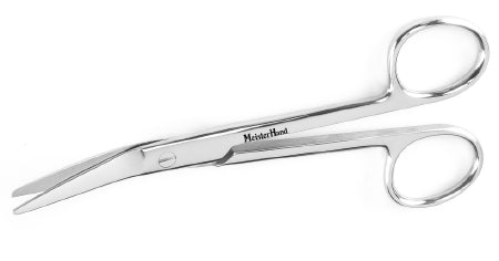 MeisterHand - Suture Scissors New 5-1/2 Inch Length Surgical Grade Stainless Steel NonSterile Finger Ring Handle Angled Blunt Tip / Blunt Tip - MH9-98