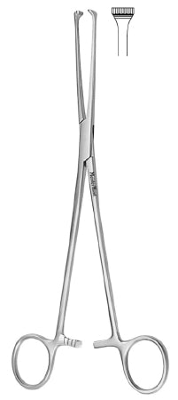 MeisterHand - Tissue Forceps Thoms-Allis 8 Inch Length Surgical Grade German Stainless Steel NonSterile Ratchet Lock Finger Ring Handle Straight 6 X 7 Teeth - MH16-38
