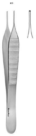 MeisterHand - Micro Tissue Forceps Adson 4-3/4 Inch Length Surgical Grade German Stainless Steel NonSterile NonLocking Thumb Handle Straight 1 X 2 Teeth - MH17-2500