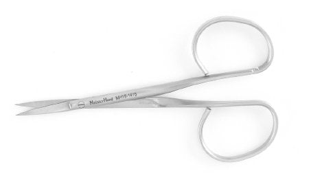 MeisterHand - Iris Scissors 4 Inch Length Surgical Grade Stainless Steel NonSterile Ribbon Style Finger Ring Handle Straight Sharp Tip / Sharp Tip - MH18-1415