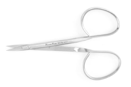 Miltex MeisterHand Mini Iris Scissors 3-3/4 Inch Length Surgical Grade Stainless Steel NonSterile Ribbon Style Finger Ring Handle Straight Sharp/Sharp - H18-1417