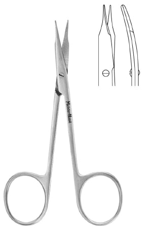 MeisterHand - Tenotomy Scissors Stevens 4-1/2 Inch Length Surgical Grade Stainless Steel NonSterile Finger Ring Handle Curved Blunt Tip / Blunt Tip - MH18-1476