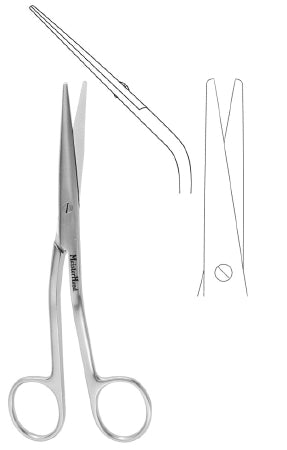 Miltex MeisterHand Dorsal Scissors Cottle 6-1/2 Inch Length Surgical Grade Stainless Steel NonSterile Finger Ring Handle Angled Blunt/Blunt - H21-610