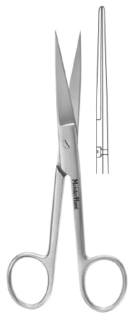 MeisterHand - Operating Scissors 5 Inch Length Surgical Grade Stainless Steel NonSterile Finger Ring Handle Straight Sharp Tip / Sharp Tip - MH5-4