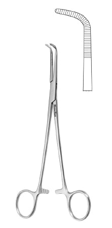 Miltex MeisterHand Thoracic Forceps Kantrowitz 7-1/2 Inch Surgical Grade Stainless Steel (German) NonSterile Ratchet Lock Finger Ring Handle Angled 90° Delicate Serrated Tips - H25-836