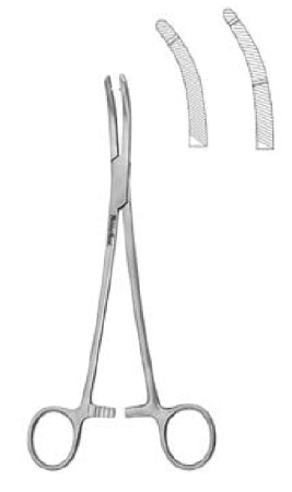 MeisterHand - Hysterectomy Forceps Heaney 8-1/4 Inch Length Surgical Grade German Stainless Steel NonSterile Ratchet Lock Finger Ring Handle Curved Serrated Tips with Double Tooth - MH30-1710